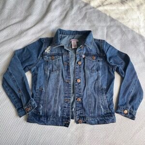 Tommy Bahama Kids Denim Jean Jacket‎ Size 12 Blue Medium Wash Distressed Pockets